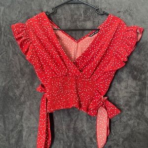 Polka dot top with ties